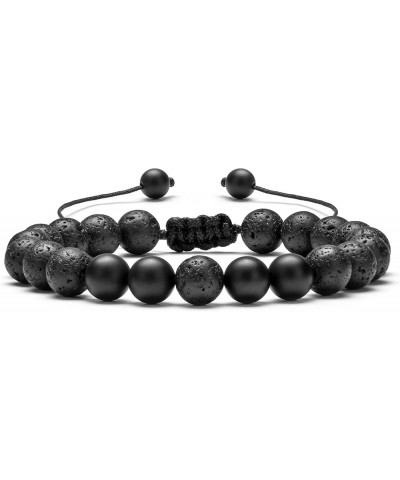 Men Women 8mm Lava Rock Aromatherapy Anxiety Essential Oil Diffuser Bracelet Braided Rope Natural Stone Yoga gifts Beads Brac...