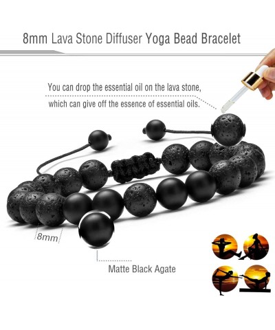 Men Women 8mm Lava Rock Aromatherapy Anxiety Essential Oil Diffuser Bracelet Braided Rope Natural Stone Yoga gifts Beads Brac...