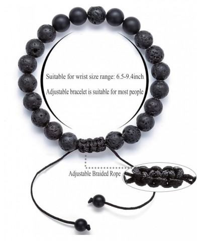 Men Women 8mm Lava Rock Aromatherapy Anxiety Essential Oil Diffuser Bracelet Braided Rope Natural Stone Yoga gifts Beads Brac...