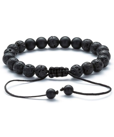 Men Women 8mm Lava Rock Aromatherapy Anxiety Essential Oil Diffuser Bracelet Braided Rope Natural Stone Yoga gifts Beads Brac...