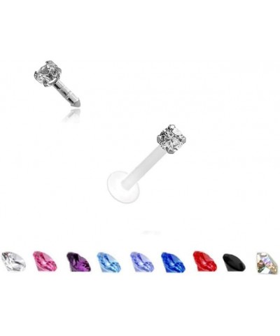 Bioflex Labret Nose Stud Ring Choose Your Color Tiny 1.5mm CZ 18G Black $8.50 Body Jewelry