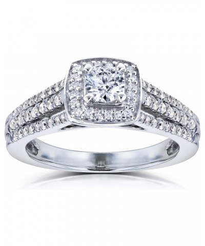 Diamond Engagement Ring 1/2 Carat TDW Multirow Halo 14k White Gold $366.54 Rings