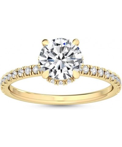 1-5 Carat (ctw) Yellow Gold Radiant Cut LAB GROWN Diamond Side Stone Engagement Ring [ Color E-F, Clarity VS2-SI1 ] 9 Round 2...