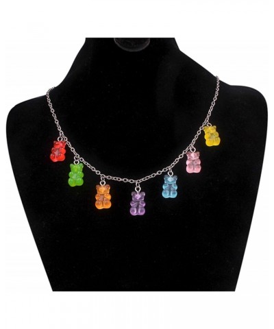 6 Pieces Bear Jewelry Set, Includes 5 Pairs Gummy Candy Bear Dangle Earrings And 7 Colors Resin Bear Necklace Party Favors fo...