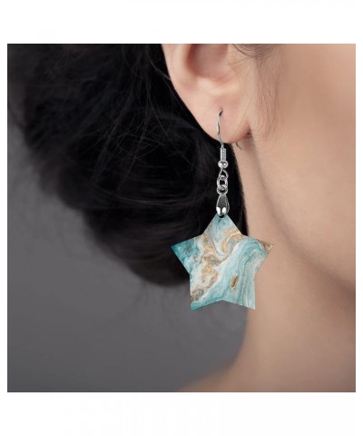 Round Wooden Dangle Earrings Lightweight Earrings For Women Ladies Girl 2.8 x 1.6 inch (Star) Multi 12 $7.79 Earrings