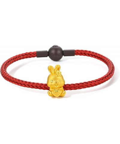 Real Gold Bracelets for Women Bracelet Lucky Rabbit 24K Gold Jewelry Red Bracelet Solid Gold Charm Fortune Rabbit Charm Brace...