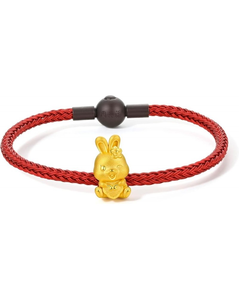 Real Gold Bracelets for Women Bracelet Lucky Rabbit 24K Gold Jewelry Red Bracelet Solid Gold Charm Fortune Rabbit Charm Brace...