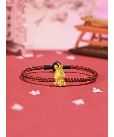 Real Gold Bracelets for Women Bracelet Lucky Rabbit 24K Gold Jewelry Red Bracelet Solid Gold Charm Fortune Rabbit Charm Brace...