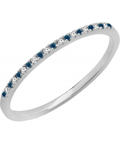 0.08 Carat (ctw) Alternate Round Blue & White Diamond Dainty Stackable Wedding Band for Her in 10K Gold 6 White Gold $79.25 B...