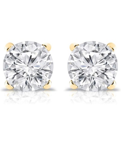 0.15 to 0.25 Carat Lab Grown Diamond Round Stud Earrings in 14k Gold (G-H, SI2-I1, cttw) 4-Prong Basket Screw Back Yellow Gol...