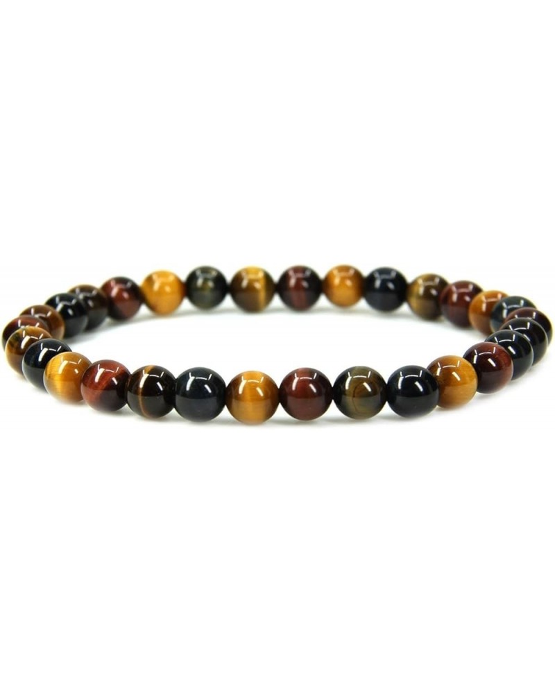 Handmade Gem Semi Precious Gemstone 6mm Round Beads Stretch Bracelet 7" Unisex AA Grade Multicolor Tiger Eye $9.71 Bracelets