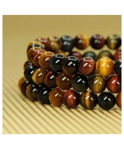 Handmade Gem Semi Precious Gemstone 6mm Round Beads Stretch Bracelet 7" Unisex AA Grade Multicolor Tiger Eye $9.71 Bracelets