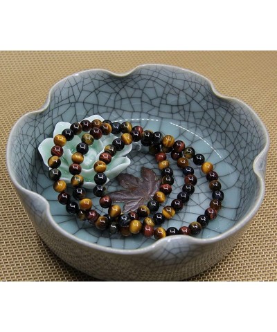 Handmade Gem Semi Precious Gemstone 6mm Round Beads Stretch Bracelet 7" Unisex AA Grade Multicolor Tiger Eye $9.71 Bracelets