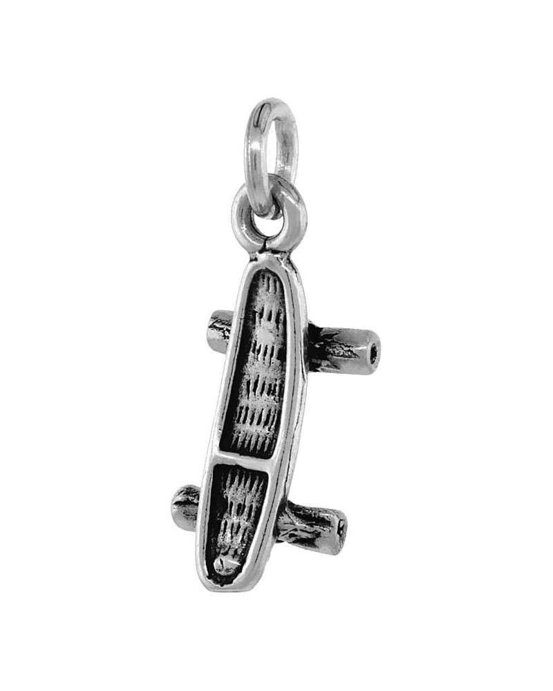 Sterling Silver Skateboard Necklace Antiqued Finish 3/4 inch, 16-30 inch 0.8mm Box Chain 16-inch $13.63 Pendants