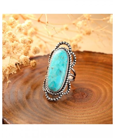 Turquoise/Teal Turquoise/Spiny Turquoise Ring for Women 925 Sterling Silver Oval Bohemian Ring for Valentine Day Oxidized Sil...