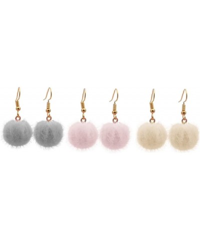 Pom Pom Earrings for Women Colorful Faux Fur Fluffy Ball Dangle Earrings Long Chain Soft Pom Tassel Drop Earrings Hook Holida...