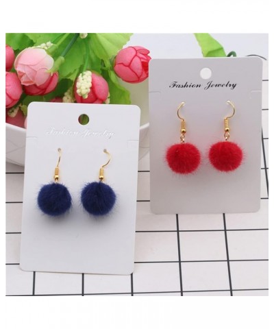 Pom Pom Earrings for Women Colorful Faux Fur Fluffy Ball Dangle Earrings Long Chain Soft Pom Tassel Drop Earrings Hook Holida...