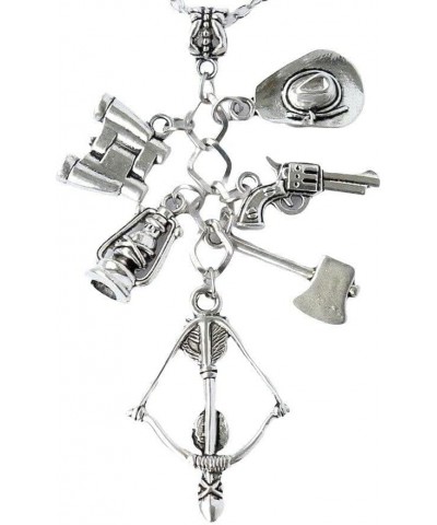 Antiqued Silver 6 Charm The Walking Dead Theme 22 Inch Long Sweater Necklace $14.15 Necklaces