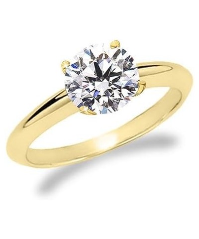 Near 1/2 Carat Round Cut Diamond Solitaire Engagement Ring 14K Yellow Gold 4 Prong (K, SI2-I1, 0.45 c.t.w) Very Good Cut Yell...