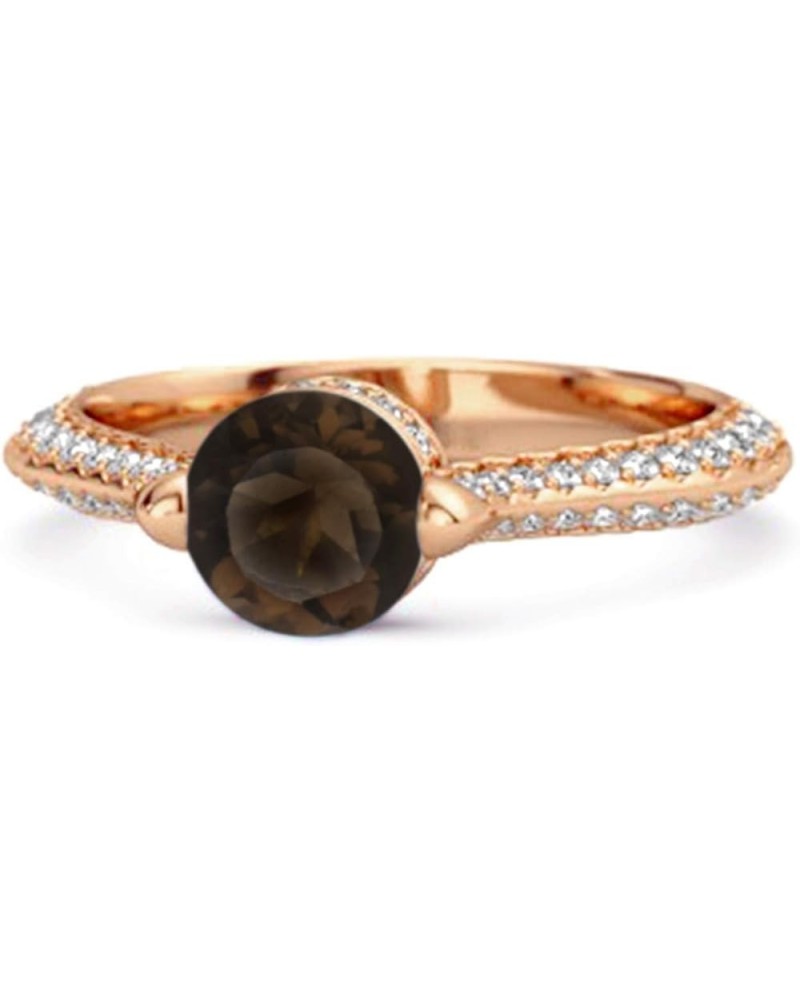 Multi Choice Your Gemstone 925 Sterling Silver 0.25 Ctw Rose Gold Plated Solitaire Accents Ring Smoky Quartz $16.41 Rings