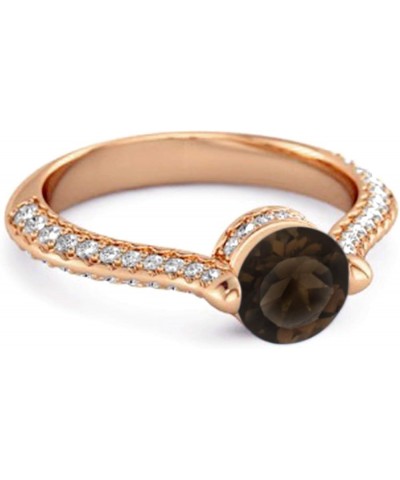 Multi Choice Your Gemstone 925 Sterling Silver 0.25 Ctw Rose Gold Plated Solitaire Accents Ring Smoky Quartz $16.41 Rings