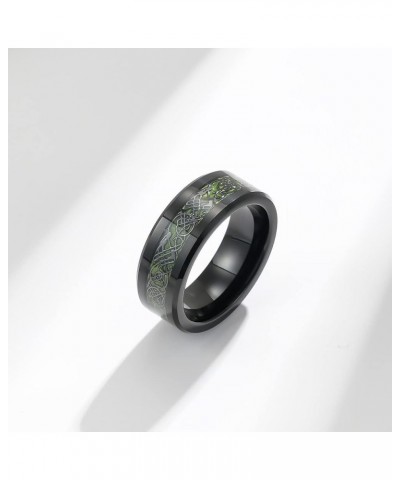 MZZJ Personalized Couple Matching Ring Punk 8MM 2 Tone Polish Tungsten Carbide Celtic Dragon Pattern Bevel Edge Wedding Rings...