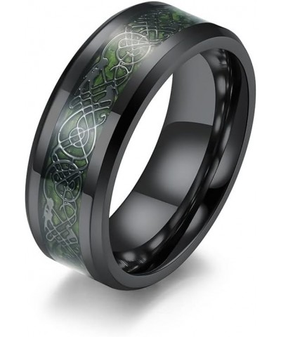 MZZJ Personalized Couple Matching Ring Punk 8MM 2 Tone Polish Tungsten Carbide Celtic Dragon Pattern Bevel Edge Wedding Rings...