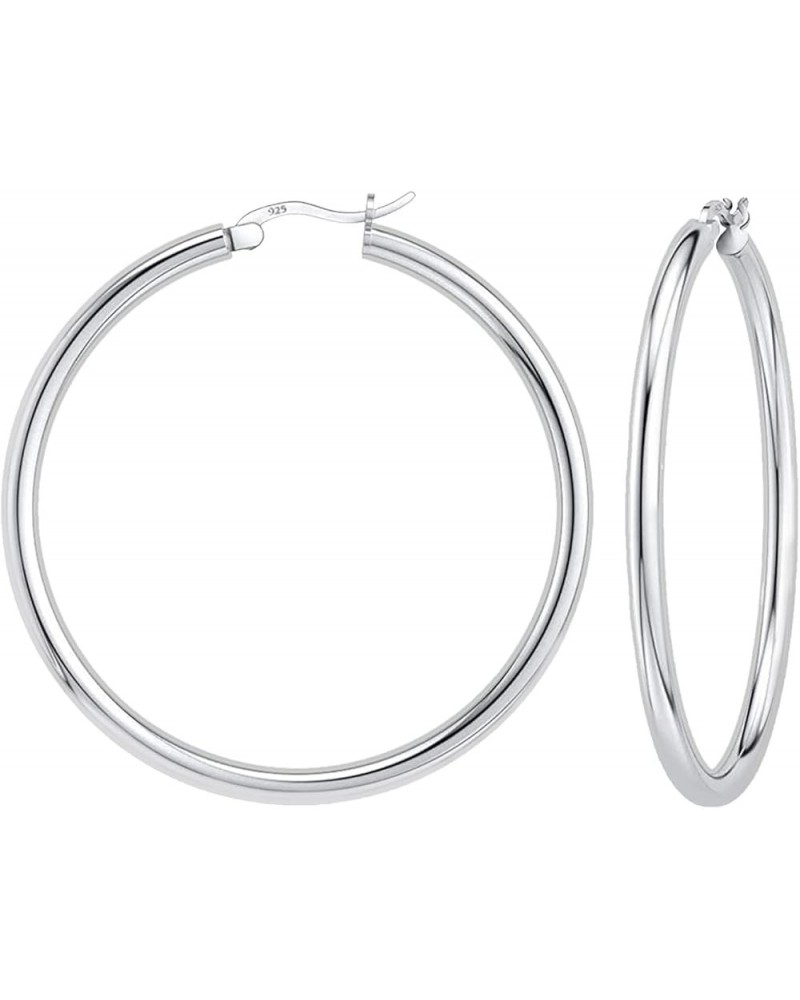 925 Sterling silver 4MM Round Hoop Earrings for Women, Girls & Men Comes in 20MM-60MM with a Gift Box 45MM Diameter $28.19 Ea...