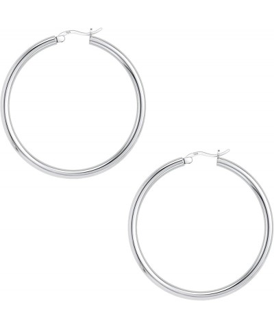 925 Sterling silver 4MM Round Hoop Earrings for Women, Girls & Men Comes in 20MM-60MM with a Gift Box 45MM Diameter $28.19 Ea...