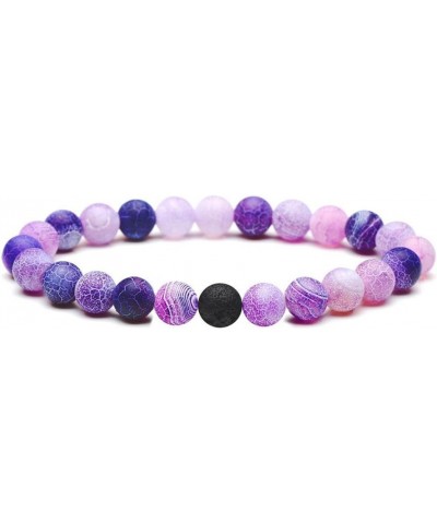 2PCS Natural Lava Stone Multicolor Weathered Agate Beads Bracelet Essential Oil Diffuser Bracelet Purple $9.33 Bracelets