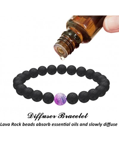 2PCS Natural Lava Stone Multicolor Weathered Agate Beads Bracelet Essential Oil Diffuser Bracelet Purple $9.33 Bracelets