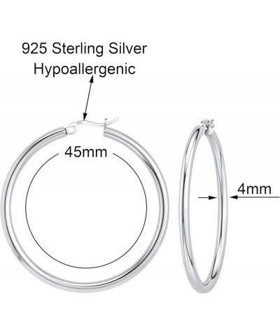 925 Sterling silver 4MM Round Hoop Earrings for Women, Girls & Men Comes in 20MM-60MM with a Gift Box 45MM Diameter $28.19 Ea...