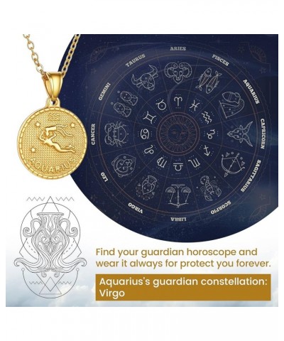 Gold Zodiac Necklace for Women Men, Constellation Coin Horoscope Astrology Pendant Necklaces Lucky Jewelry Personalized- 11. ...