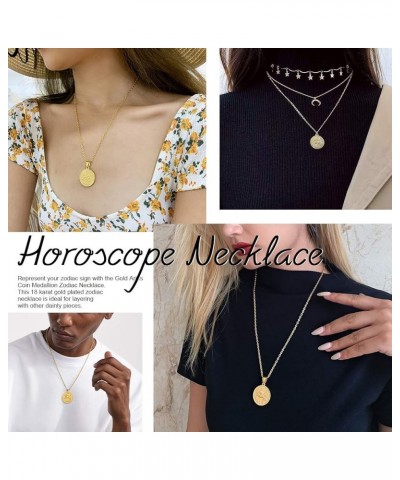 Gold Zodiac Necklace for Women Men, Constellation Coin Horoscope Astrology Pendant Necklaces Lucky Jewelry Personalized- 11. ...