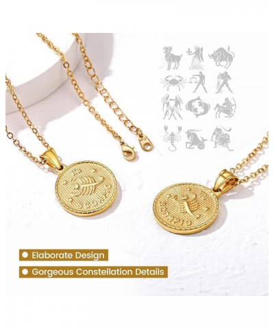 Gold Zodiac Necklace for Women Men, Constellation Coin Horoscope Astrology Pendant Necklaces Lucky Jewelry Personalized- 11. ...