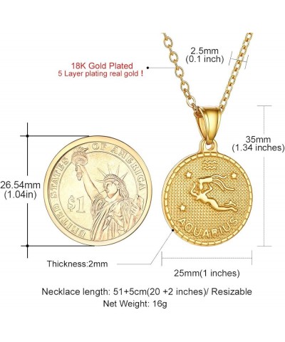 Gold Zodiac Necklace for Women Men, Constellation Coin Horoscope Astrology Pendant Necklaces Lucky Jewelry Personalized- 11. ...