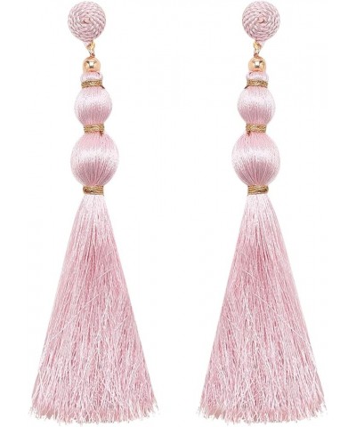 Rizir Fashion Silky Tassel Fringe Earrings for Women, Colorful Bohemian Dangly Earrings, Set of 2 Peach $5.02 Earrings