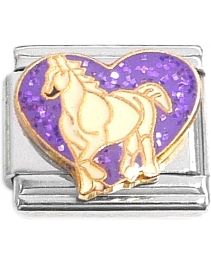 White Horse Purple Heart Italian Charm $7.91 Bracelets