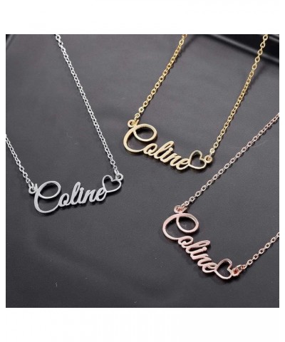 Personalized Name Necklace for Women 18K Gold Plated Custom Name Plate Necklace Jewelry Gifts for Mom Heart+ 1 Name Necklace ...