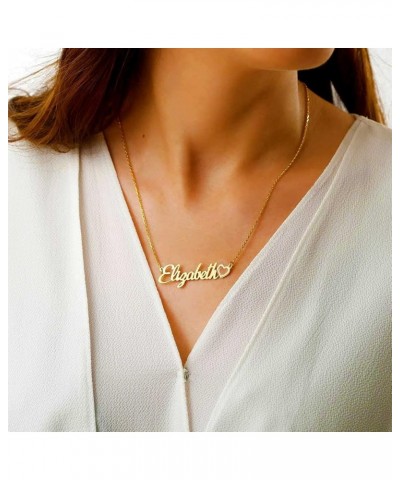 Personalized Name Necklace for Women 18K Gold Plated Custom Name Plate Necklace Jewelry Gifts for Mom Heart+ 1 Name Necklace ...