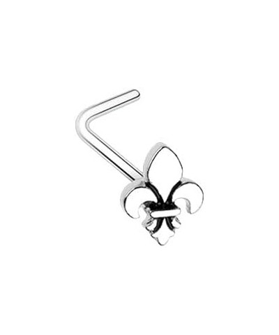 Nose Ring 20g Fleur De Lis L-Shape Nose Ring Ring 316L Surgical Steel L Bend Stud $6.75 Body Jewelry