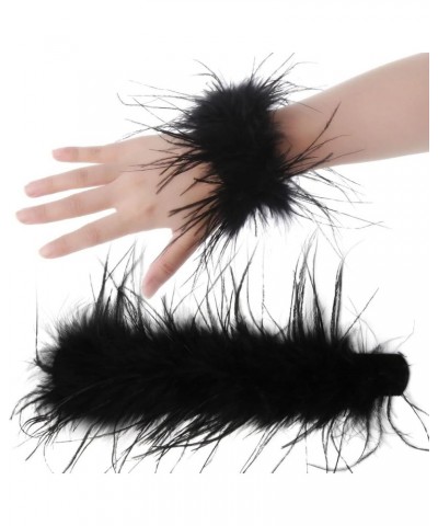 Women's Feather Slap Bracelets Feather Snap Bracelet Circle Wristband Cuff Sleeves Slap Bangle Hair Accessories black $6.75 B...