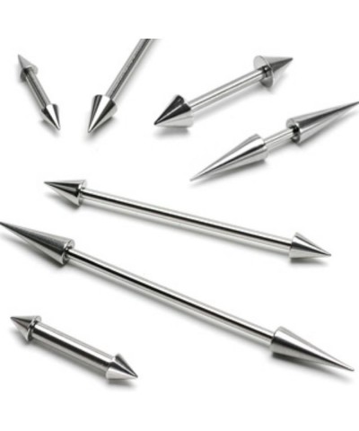 Spike On Both Sides 316L Surgical Steel WildKlass Barbell (Sold by Piece) 14 GA, Length: 32mm, Ball: (4x6)mm $9.59 Body Jewelry