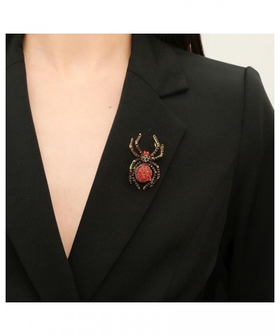 Rhinestone Halloween Spider Shape Brooch Pins for Women Girls Gift B-red $8.84 Brooches & Pins