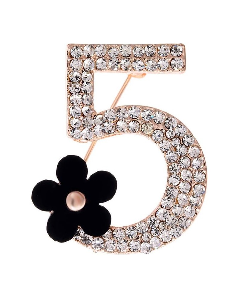 Brooch Pins for Women, Fashion Number 5 Flower Rhinestone Brooch Pin Clothes Badge Jewelry Gift (Black Golden) $5.82 Brooches...