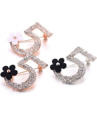 Brooch Pins for Women, Fashion Number 5 Flower Rhinestone Brooch Pin Clothes Badge Jewelry Gift (Black Golden) $5.82 Brooches...