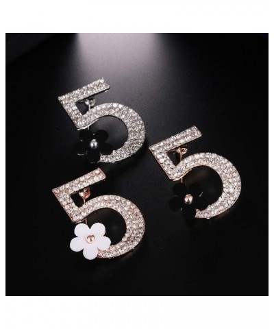 Brooch Pins for Women, Fashion Number 5 Flower Rhinestone Brooch Pin Clothes Badge Jewelry Gift (Black Golden) $5.82 Brooches...