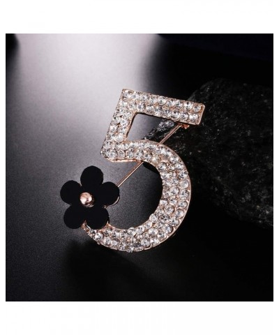 Brooch Pins for Women, Fashion Number 5 Flower Rhinestone Brooch Pin Clothes Badge Jewelry Gift (Black Golden) $5.82 Brooches...