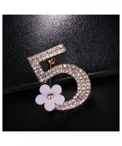 Brooch Pins for Women, Fashion Number 5 Flower Rhinestone Brooch Pin Clothes Badge Jewelry Gift (Black Golden) $5.82 Brooches...