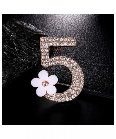 Brooch Pins for Women, Fashion Number 5 Flower Rhinestone Brooch Pin Clothes Badge Jewelry Gift (Black Golden) $5.82 Brooches...